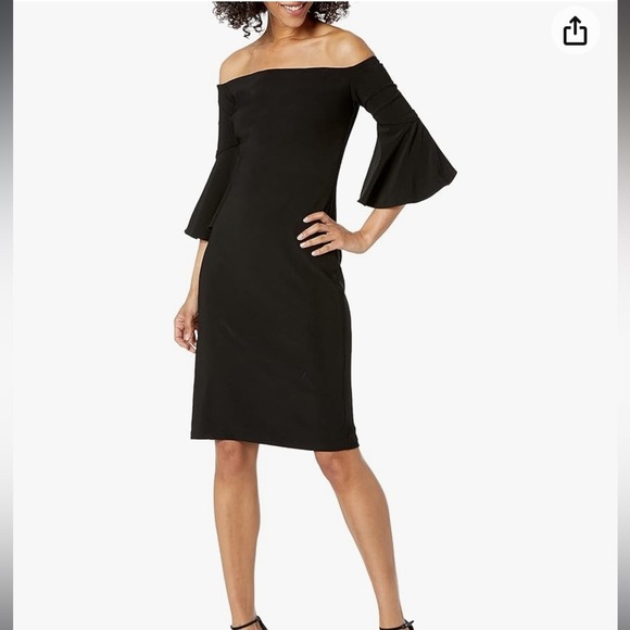 NWT Betsy & Adam Women's Off The Shoulder Dress with Ruffle Sleeves size 4 - Picture 2 of 11